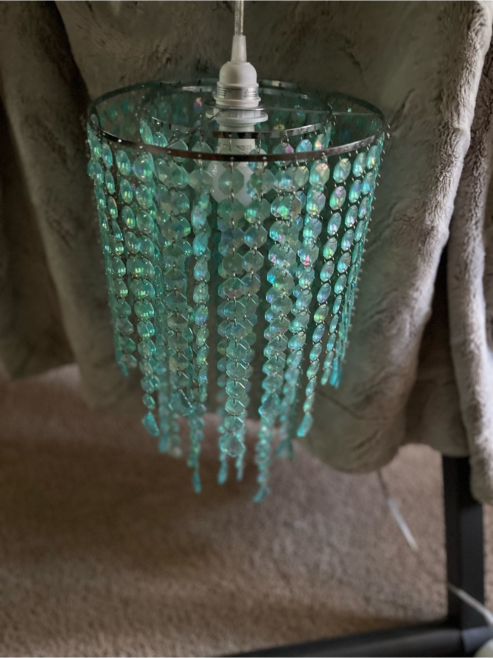 Source Unknown Turquoise 2 Tier Beaded Crystal Chandelier Hanging Light - Picture 8 of 11